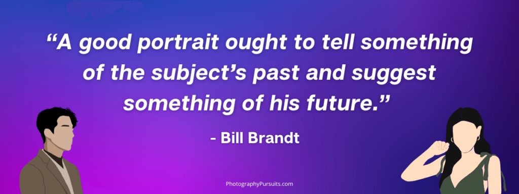 a graphic showing a portrait caption quote for instagram. The quote is “A good portrait ought to tell something of the subject’s past and suggest something of his future.” 